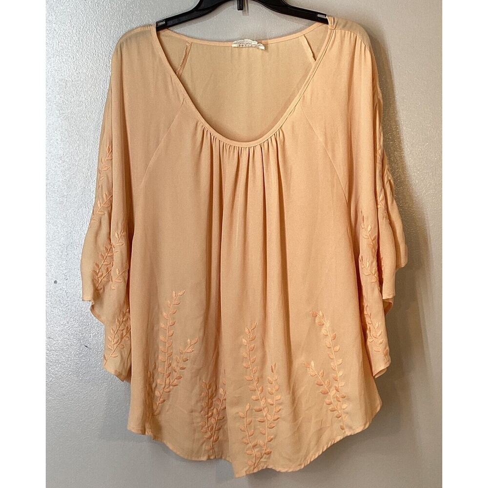 Perch By Blu Pepper 1X 3/4 Sleeve Tunic Top Embroidered